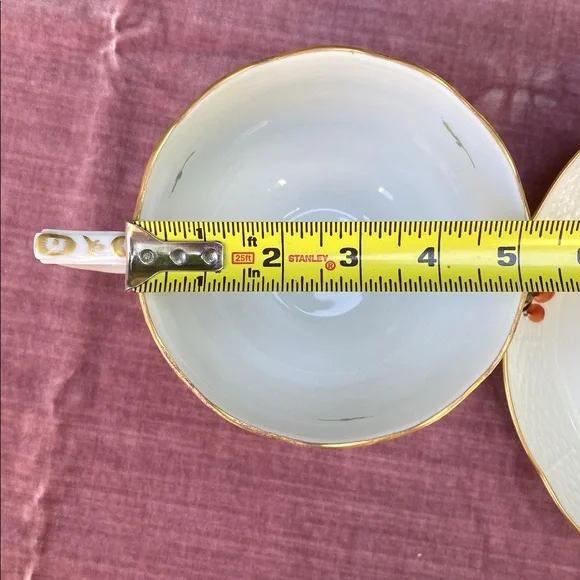 Herend Handpainted fruit and flora large tea cup and saucer plate. Antique Dining